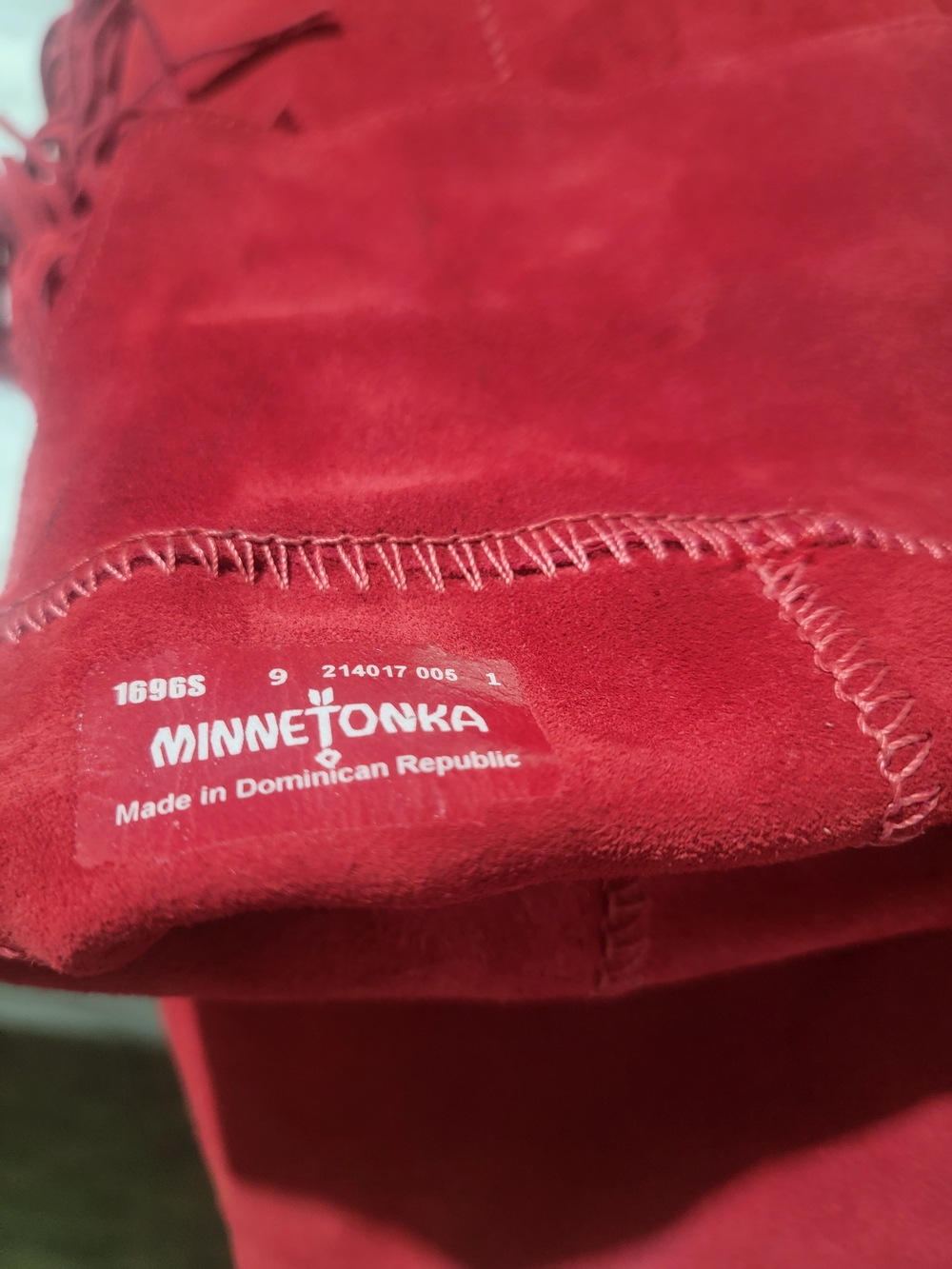 MINNETONKA Red Suede Leather Fringe Knee-High Boots - Picture 2 of 9
